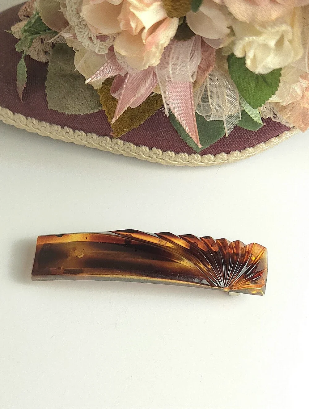 Vintage Tortise Shell Style Hair Barrette Made in France 3.5